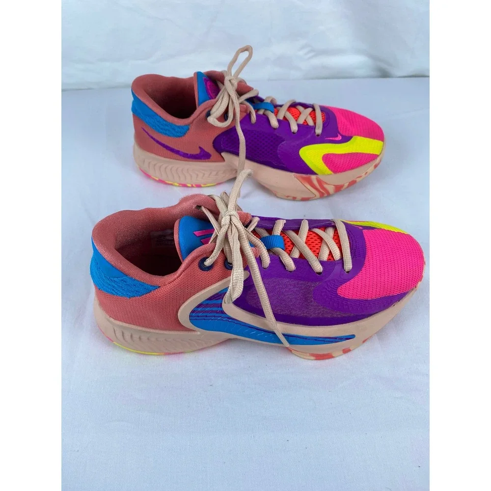 Nike Zoom Freak 4 Vivid Purple Pink Yellow GS DQ0553-500 5.5Y Kids Shoes
